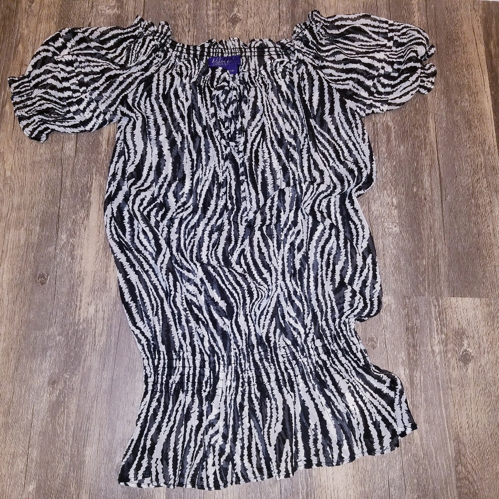 Miley Cyrus Max Azria Animal Print Sheer Blouse